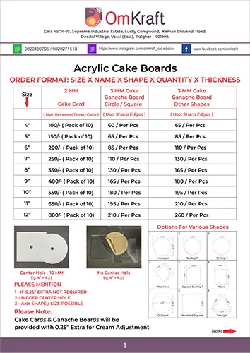 Acrylic Cake Boards